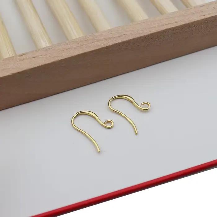 1 Paire de crochets d'oreille en argent sterling 925 massif de 15 mm, composants et accessoires pour la fabrication de bijoux DIY