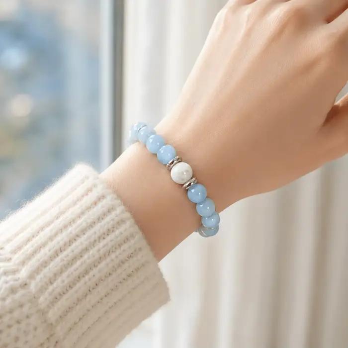 Bracelet de mode pour femme, design perlé fait main de 8 mm – Bijou Chakra pour la paix intérieure et l'équilibre émotionnel – Accessoire de style bohème