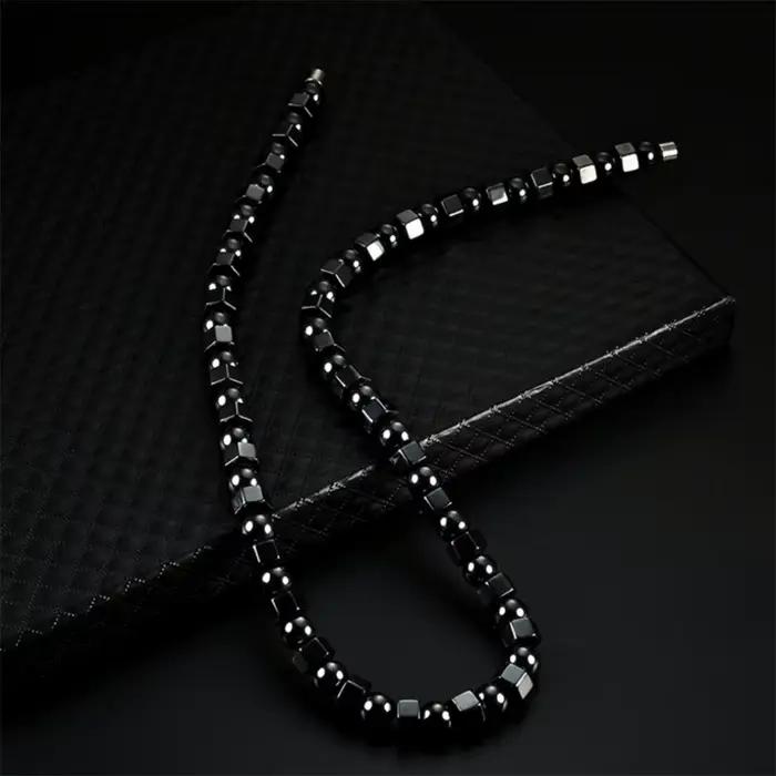 Collier en hématite noire, collier thérapie magnétique guérison, soulagement douleur pour le cou