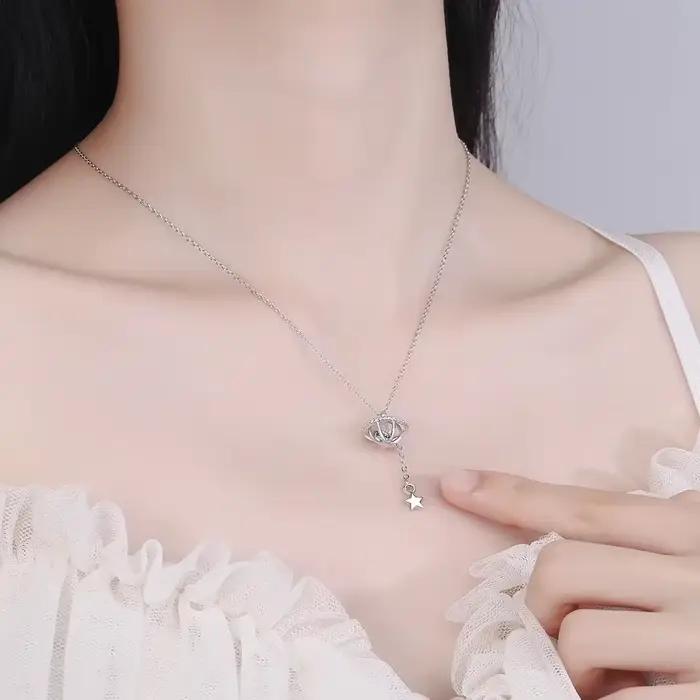 Collier pendentif planète cosmique en argent Sterling S925 pour femmes (40cm + 3.5cm), livraison gratuite sur bijoux de luxe