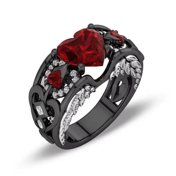 Bague personnelle en forme d'ailes d'ange en forme de cœur, en argent Sterling 925, pierre de naissance, pour fête de mariage, pour femmes et hommes, bijoux cadeau