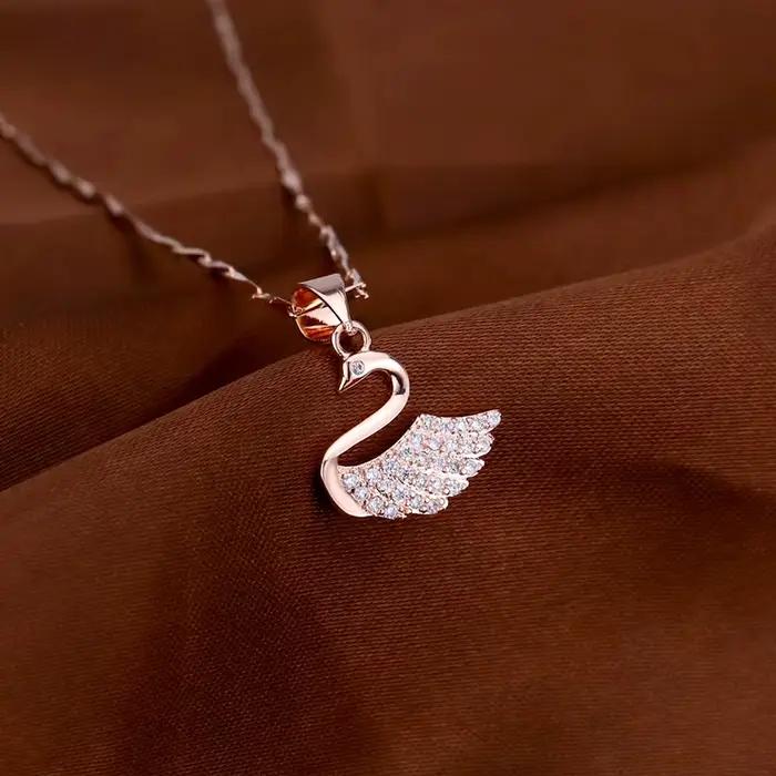 Collier pendentif en argent Sterling 925, chaînes de bijoux en forme de cygne de haute qualité pour femmes et hommes, cadeau de fête d'anniversaire et de mariage