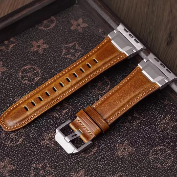Bracelet en cuir d'affaires pour Apple Watch Ultra 3/2, 49mm 46mm 45mm 44mm, pour iWatch série 11 10 9 8 7 6 5 4 SE 3 bandes