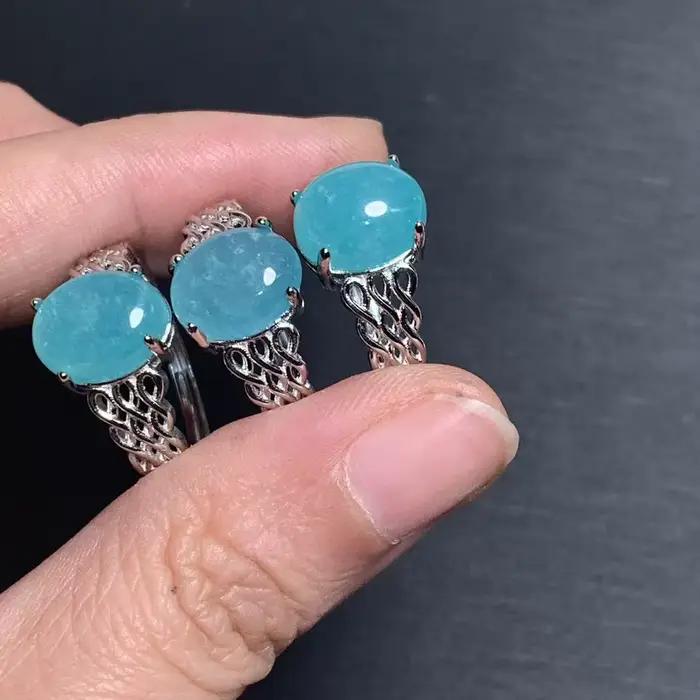 Bague réglable en Amazonite naturelle 56 pour femme, bijoux de haute qualité, style vintage, vente en gros