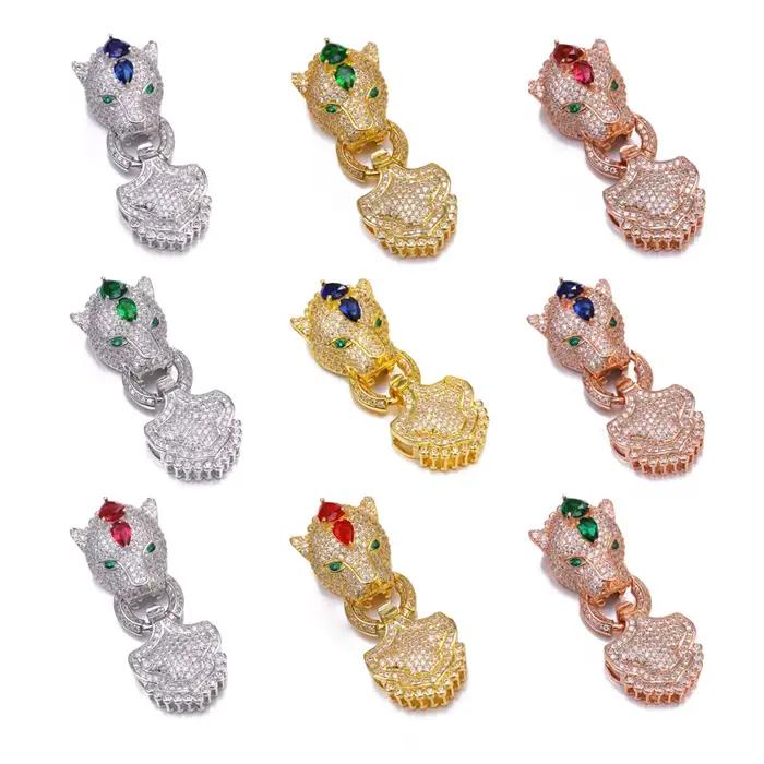 Nouveauté Bijoux Zircon Panthère Animale Breloques Flottantes pour Bracelets Colliers Grands Breloques Panthère Fermoirs Bijoux Berloque