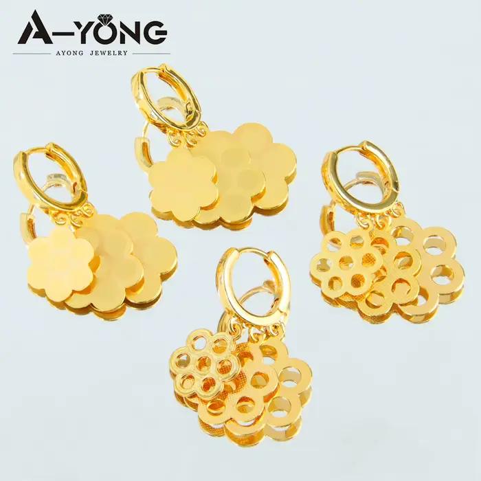 Boucles d'oreilles pendantes en pièces de monnaie arabe plaquées or 21 carats pour femmes musulmanes, bijoux cadeaux de fête de mariage de mariée de dubaï