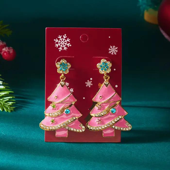 Boucles d'oreilles rouges pour femmes, chapeau étoile d'arbre de noël, goutte d'eau, bijoux délicats, boucles d'oreilles, cadeaux de noël