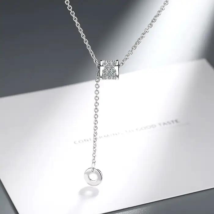 Collier et pendentif en argent sterling 925 avec zircone, perles porte-bonheur rotatives et pompons circulaires pour femme, cadeau, bijoux en argent sterling