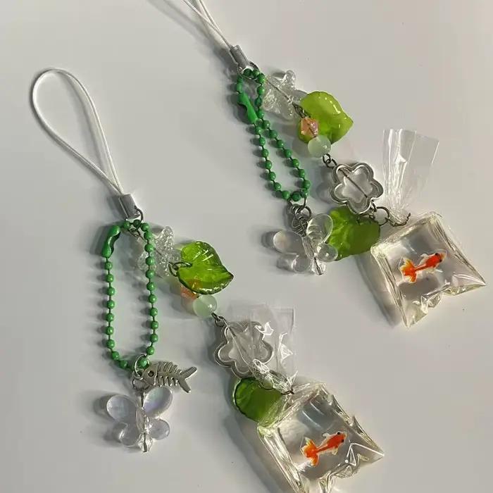 Porte-clés sac de poisson fait à la main, bijoux esthétiques