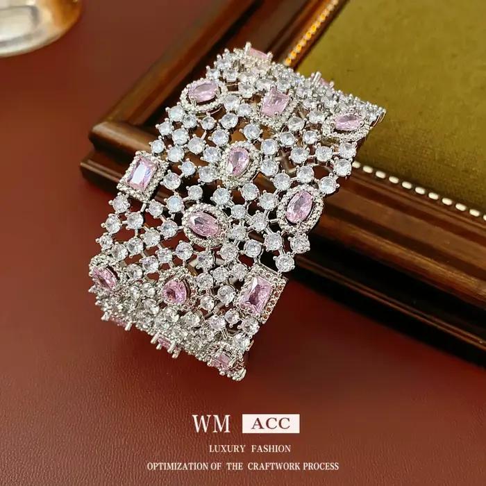 Bracelet Goutte d'Eau en Zircon Rose Princesse Autrichienne – Bijou Élégant