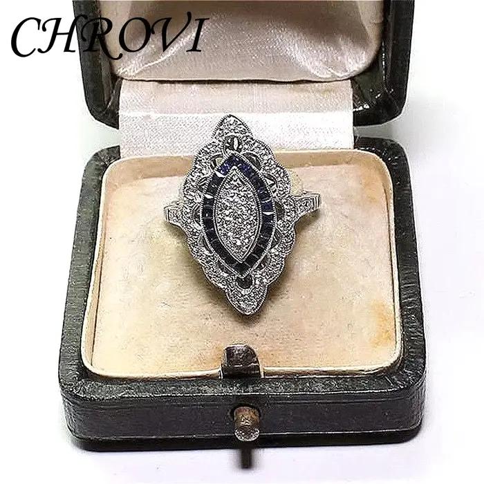 Bague en argent sterling 925 de style luxueux, avec saphir, bague de mode pour fête nuptiale