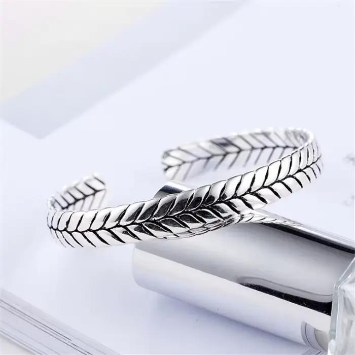 Nouveaux Bracelets Tressés Créatifs Effet Peau de Serpent en Argent Sterling 925, Bijoux Personnalisés Feuille Exquise, Bracelets Populaires SL078