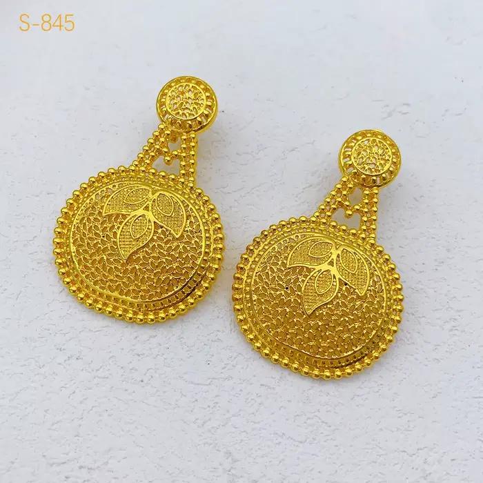 Ensemble de bijoux pour femmes, collier et boucles d'oreilles irrégulières de luxe indien dubaï, ensemble de couleur or 24 carats pour mariée éthiopienne, mariage