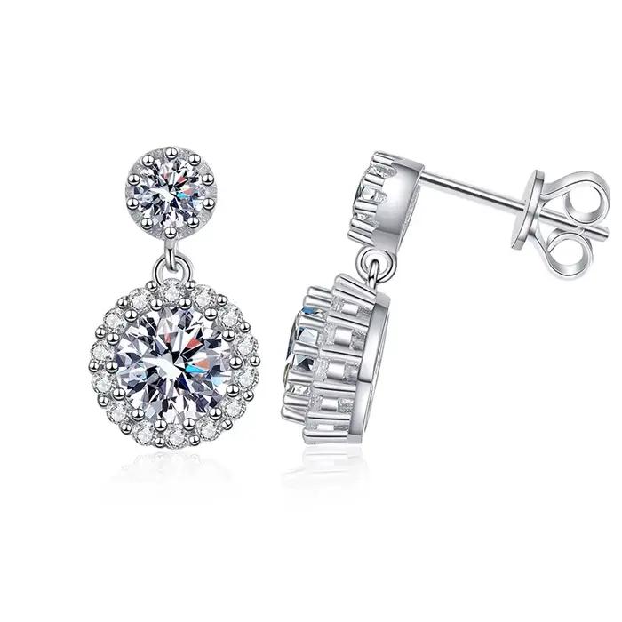 Boucles d'oreilles en argent sterling 925, bijoux brillants et magnifiques pour femmes, bijoux de mariage exquis, bijoux de fiançailles, zircon, cadeaux tendance