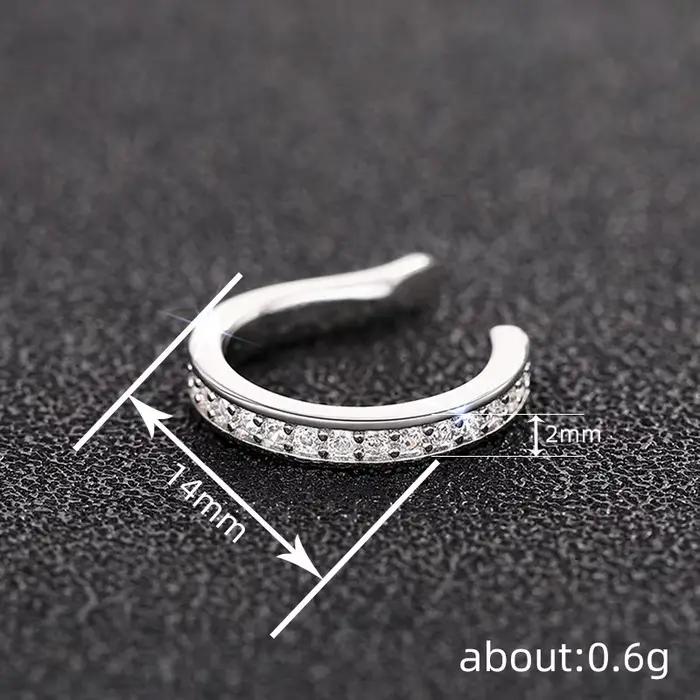 Boucles d'oreilles à Clip en argent Sterling 925 pour femmes, de luxe, Simple, strass, sans trou, manchette d'oreille en forme de U, bijoux fins, cadeaux