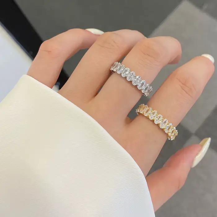 WUIHA 925 argent Sterling 3*5 MM coupe ovale laboratoire saphir diamants à haute teneur en carbone pierres précieuses alliance bague de fiançailles bijoux fins
