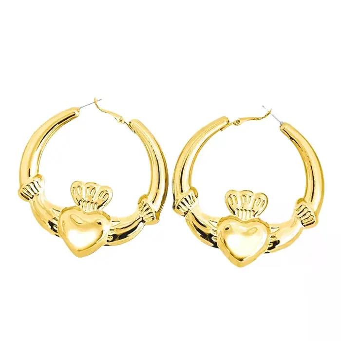 Boucles d'oreilles Love Crown, couleur or simple, haut de gamme, tendance populaire, vente chaude, accessoires de bijoux pour femmes, vacances, festival de musique