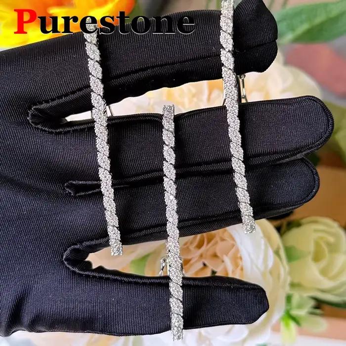 Nouveau Bracelet Tennis de Luxe en Moissanite Diamantée, Bijou en Argent Sterling 925, Cadeau, Chaîne Tennis en Moissanite Diamantée pour Femme