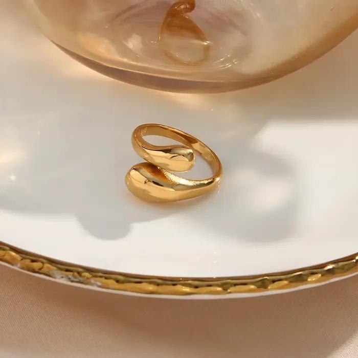 E.B.belle – bague serpent réglable en acier inoxydable poli fin plaqué or 18 carats pour femme, bague en or brillant pour fête
