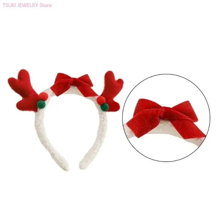 62KE – cerceau en forme bois renne pour séance photo, élastique pour cheveux, Costume fête Cosplay noël, couvre-chef