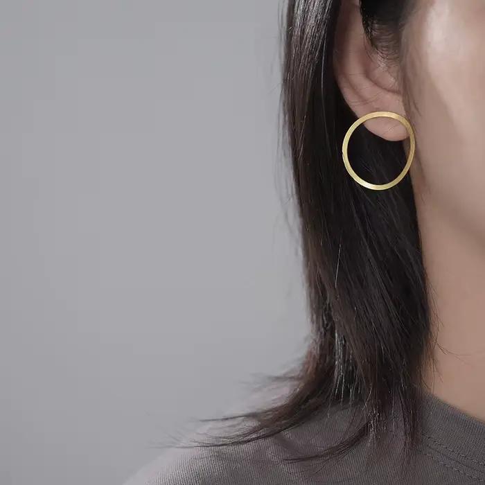 Lotus Fun – boucles d'oreilles minimalistes en or 18K, grand cercle, en argent Sterling 925, bijoux fins de luxe pour femmes, cadeau