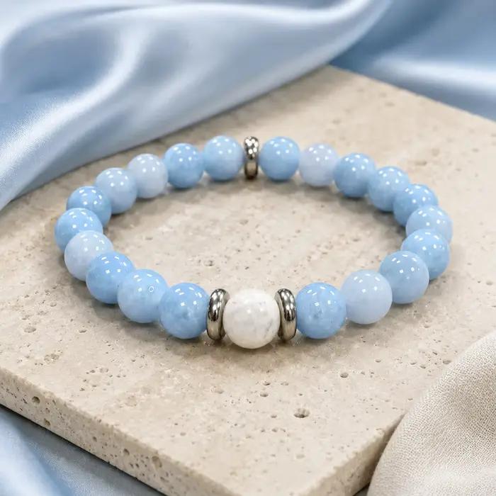 Bracelet de mode pour femme, design perlé fait main de 8 mm – Bijou Chakra pour la paix intérieure et l'équilibre émotionnel – Accessoire de style bohème