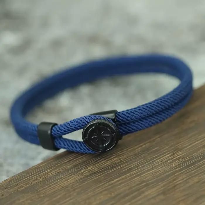 Boussole corde Bracelet pour hommes boucle facile Double couche aventure nautique en plein air Explorer Bracelet survie randonnée bijoux