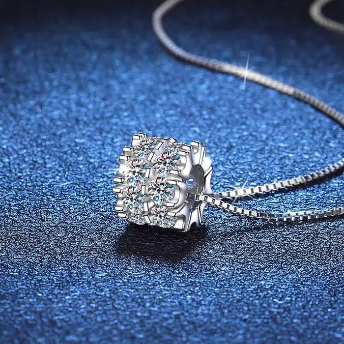 NeeTim – collier complet en diamant Moissanite pour femme, pendentif en argent Sterling 925, chaîne de fête, bijoux fins de mariée