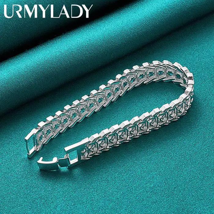 URMYLADY-Bracelet en argent regardé 925 pour homme et femme, breloque, mariage, convocation, fête de fiançailles, bijoux fantaisie