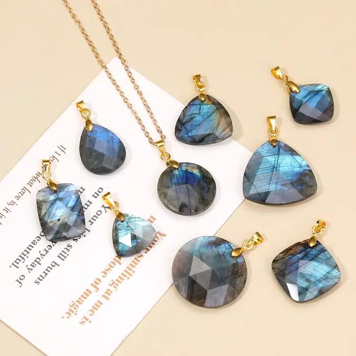 Collier avec pendentif en Labradorite naturelle, haut de gamme, léger, de luxe, forme irrégulière, cadeau pour femmes, amis, soirées, bijoux de voyage