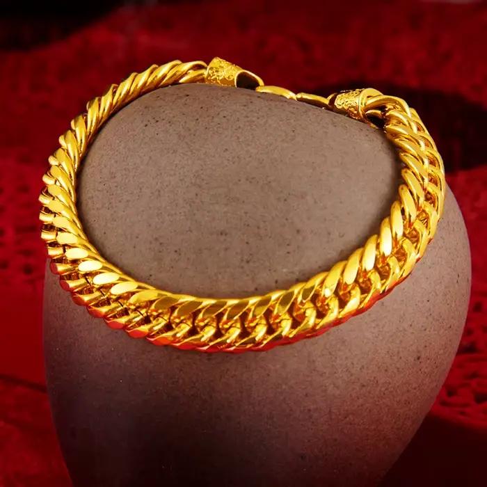 Bracelet en or plaqué or 24K pour femmes et hommes, chaîne en os de serpent en forme de O, bijoux cadeau d'anniversaire de mariage