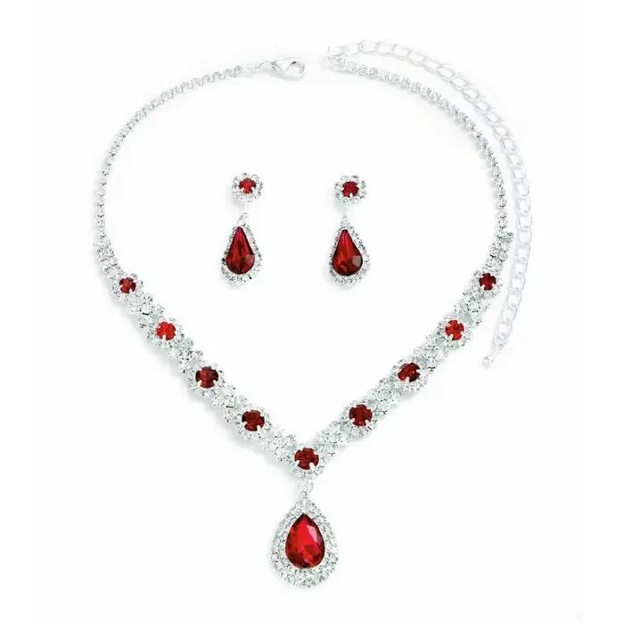 Ensemble de 3 colliers gouttelettes de cristal pour femmes, avec boucles d'oreilles, accessoires pour robe de soirée de mariage