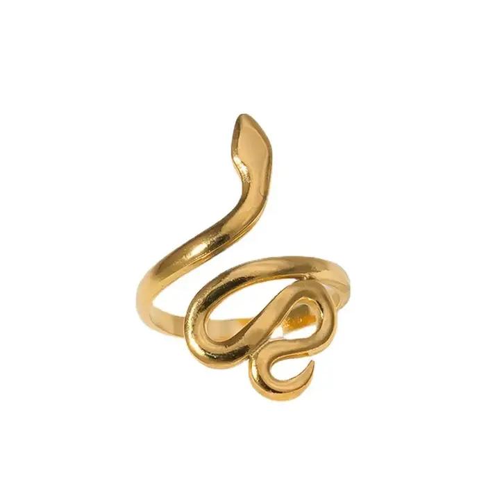 Bagues serpent en acier inoxydable pour femmes et hommes, couleur or, anneau ouvert et réglable, Vintage, gothique, esthétique, bijoux cadeaux anillos mujer