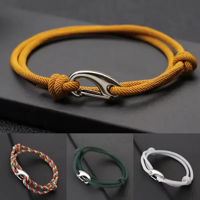 Bracelet à cordes marines à double couche pour hommes et femmes, style simple, réglable coulissant, ULfine de 3mm, invite nautique, nouveau