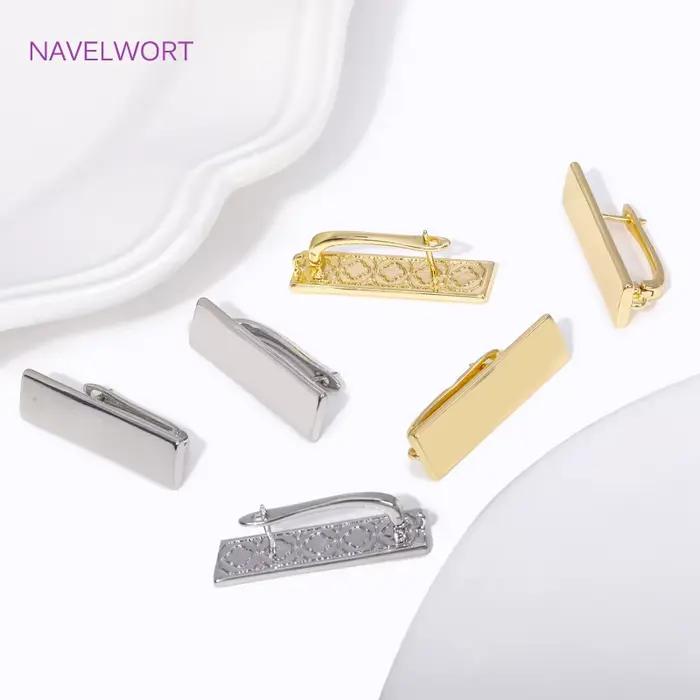 ChimRectangle-Fermoir de boucle d'oreille en métal plaqué or 18 carats, fermoirs de boucle d'oreille à levier, attaches, boucle d'oreille bricolage, accessoires exécutifs