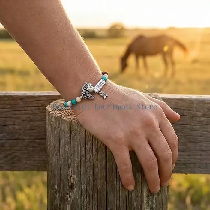 U4LF – Bracelet cheval Turquoise réglable bohème, accessoire pour femmes hommes