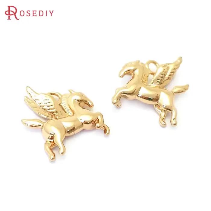 Pendentifs Breloques Cheval Pégase en Laiton Couleur Or 18K, Accessoires de Bijoux Colliers Boucles d'Oreilles de Haute Qualité, Boutique Officielle Rosediy