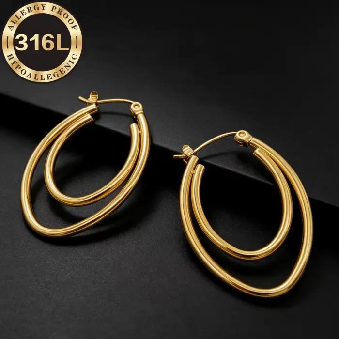 Boucles d'oreilles hypoallergéniques en acier inoxydable, anti-décoloration, confortables et polyvalentes, boucles d'oreilles de haute qualité pour femmes.
