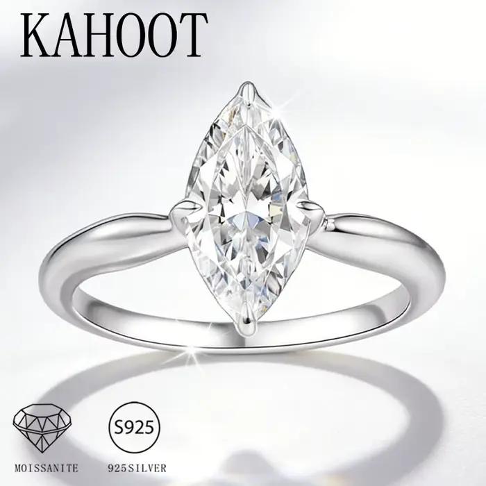 Bague de mariage pour homme et femme en argent 925 avec moissanite marquise de 2 carats, simple et décontractée, de haute qualité, bague de couple