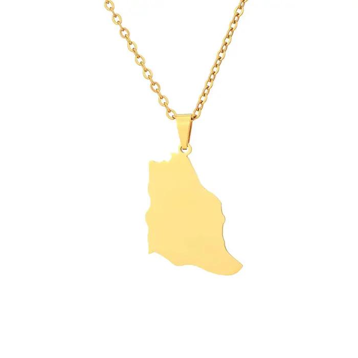 Collier pendentif carte de l'arabie saoudite, bijoux en acier inoxydable, cadeau patriotique pour femmes et hommes