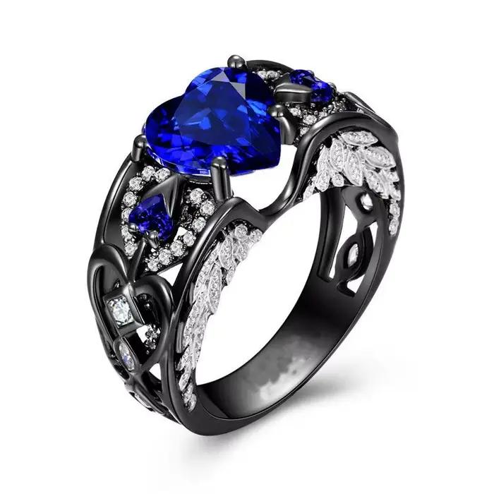 Bague personnelle en forme d'ailes d'ange en forme de cœur, en argent Sterling 925, pierre de naissance, pour fête de mariage, pour femmes et hommes, bijoux cadeau