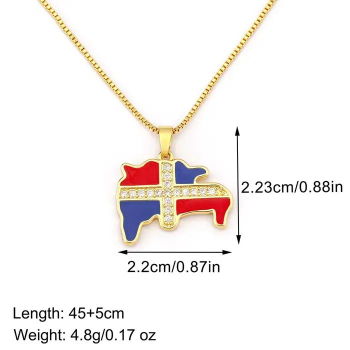 Nidin offre spéciale drapeau dominicaine Continent africain carte pendentif collier pour femmes hommes cuivre Zircon charme bijoux cadeaux à la mode