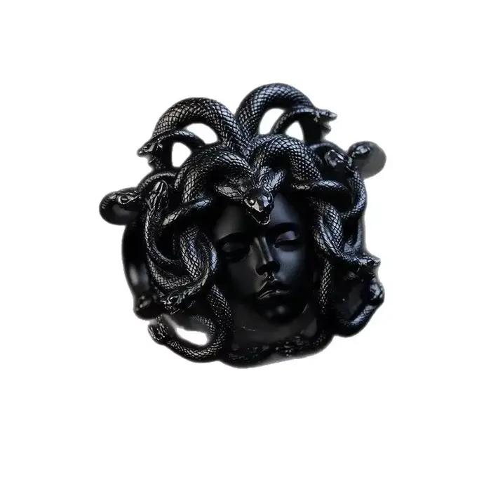 Bague Medusa avec pièce de monnaie grecque antique, nouveau design artistique rétro, bague statement de haute valeur et de caractère