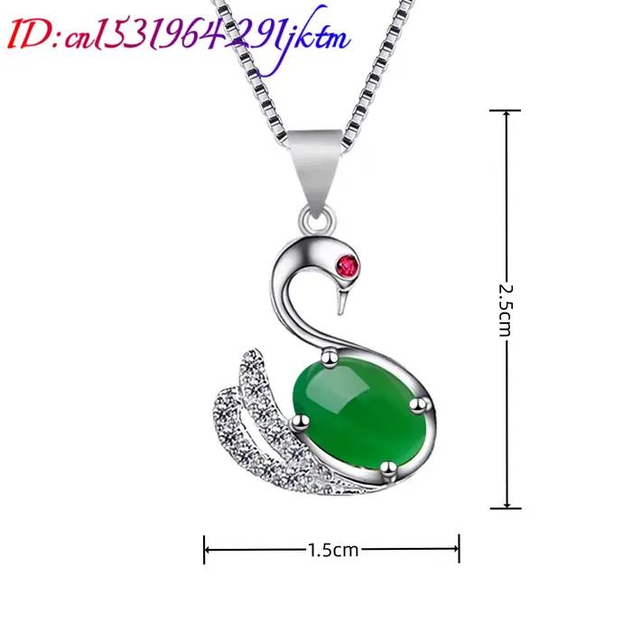 Collier pendentif en argent 925, amulette verte naturelle, pierre précieuse sculptée, breloque, accessoires de mode, bijoux réels