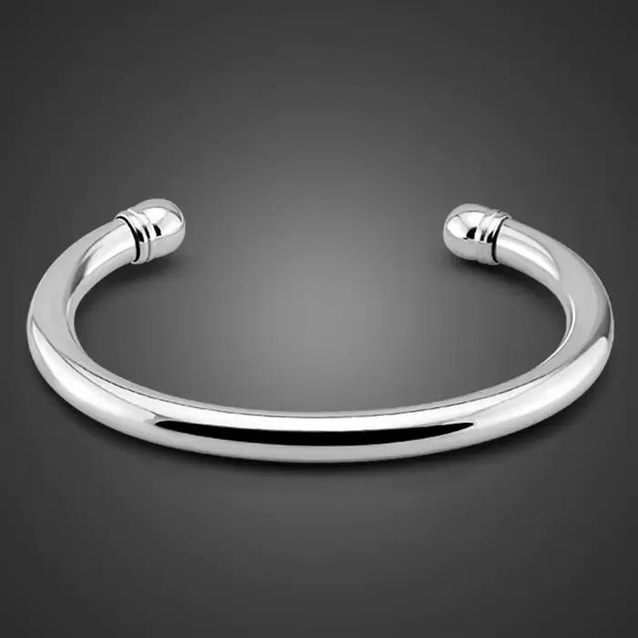 Bracelet en argent 925, simple et élégant, empilable, surface intérieure lisse, bijoux fins minimalistes, cadeau pour la Saint-Valentin et les anniversaires