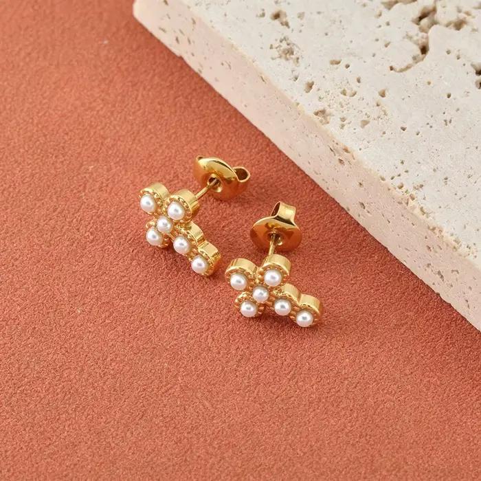 Lokaer – boucles d'oreilles Vintage en perles délicates et zircone cubique, bijoux classiques plaqués or pour femmes, imperméables, E26082