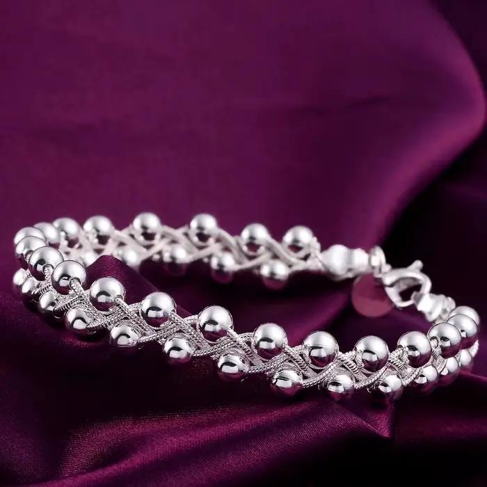 URMYLADY – Bracelet en argent Sterling 925, belle chaîne de perles tressées pour femmes, bijoux fins à la mode, cadeaux de fête de mariage