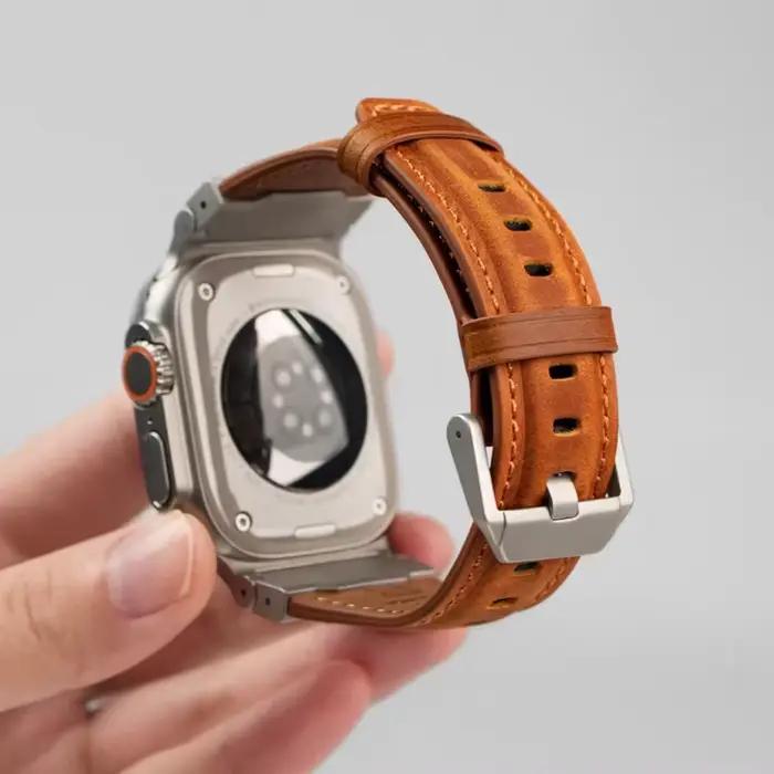 Bracelet en cuir d'affaires pour Apple Watch Ultra 3/2, 49mm 46mm 45mm 44mm, pour iWatch série 11 10 9 8 7 6 5 4 SE 3 bandes