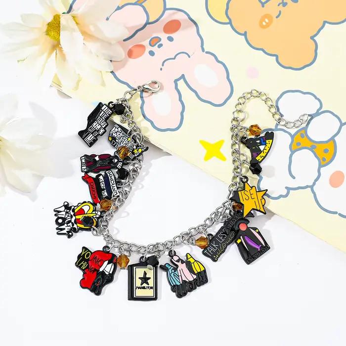 Breloque de bracelet Hamilton 'Talk Less Smile More' - Accessoire de bijouterie tendance pour femme, idée cadeau mignonne de la série musicale de dessins animés