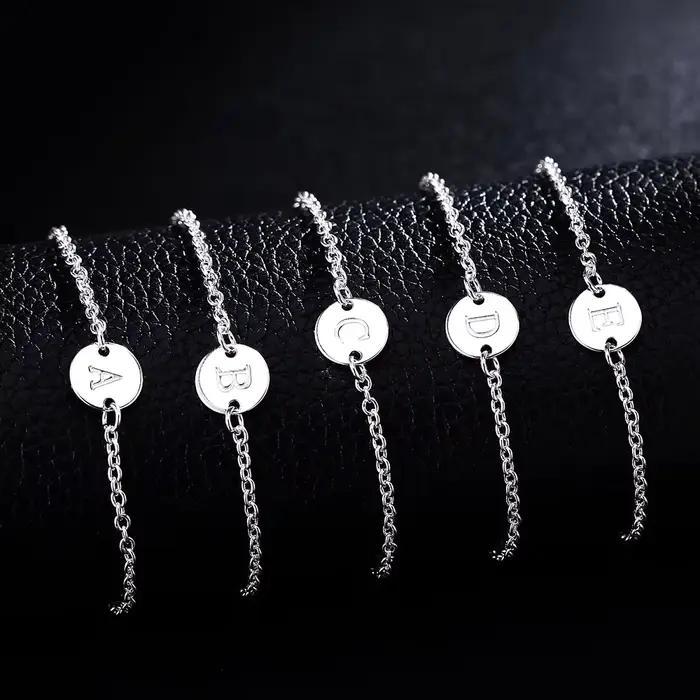 Bracelets en argent Sterling 925 délicats avec 26 lettres, chaîne pour femmes, élégants, classiques, cadeaux de mariage, bijoux